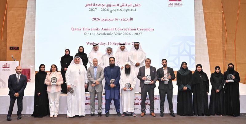 Award recipients at the Qatar University Annual Convocation Ceremony, 16 September 2026
